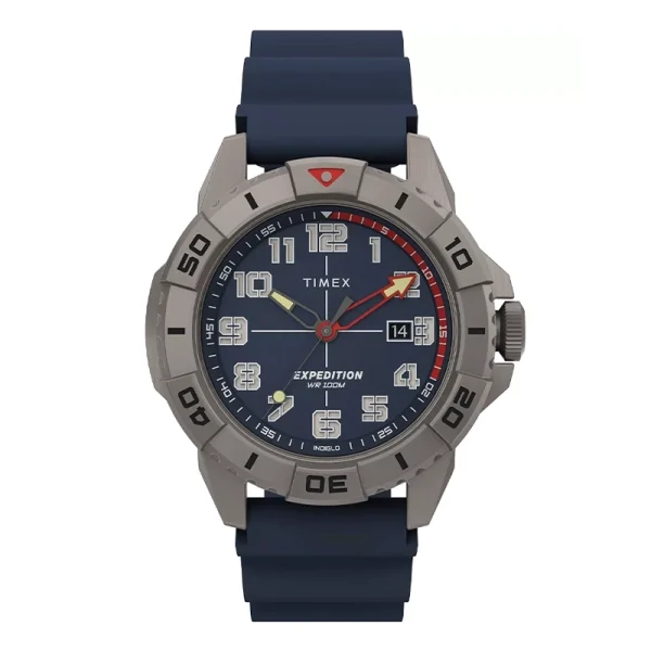 ساعت تایمکس TW2V40800 مدل Expedition صفحه آبی بند رابر سرمه‌ای اسپرت مردانه